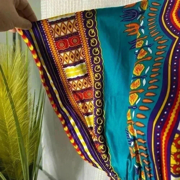 Karan Women’s One Size Dashiki Elastic Waist Colorful Dress - Picture 5 of 9